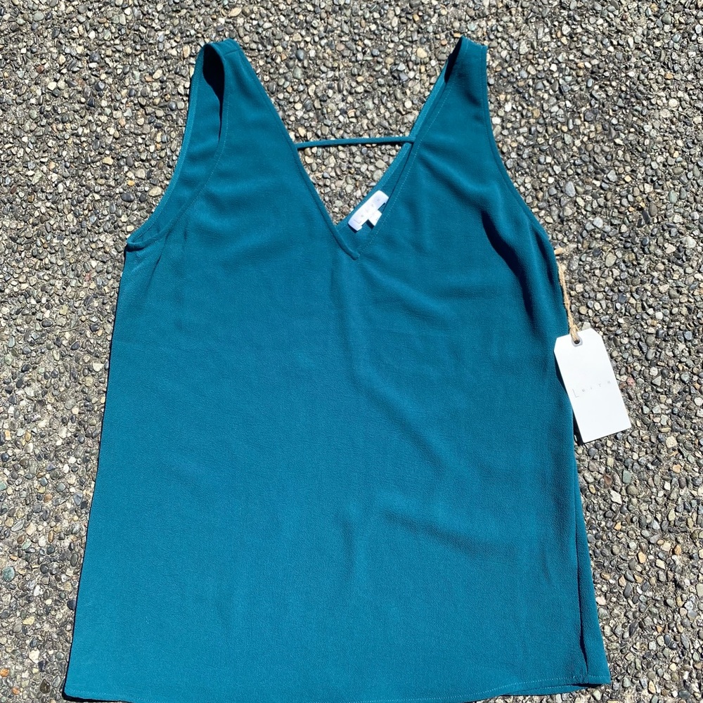 Leith Deep neck tank top Teal NWT XS